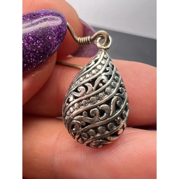 Bali style sterling silver dangle earrings - Picture 5 of 9